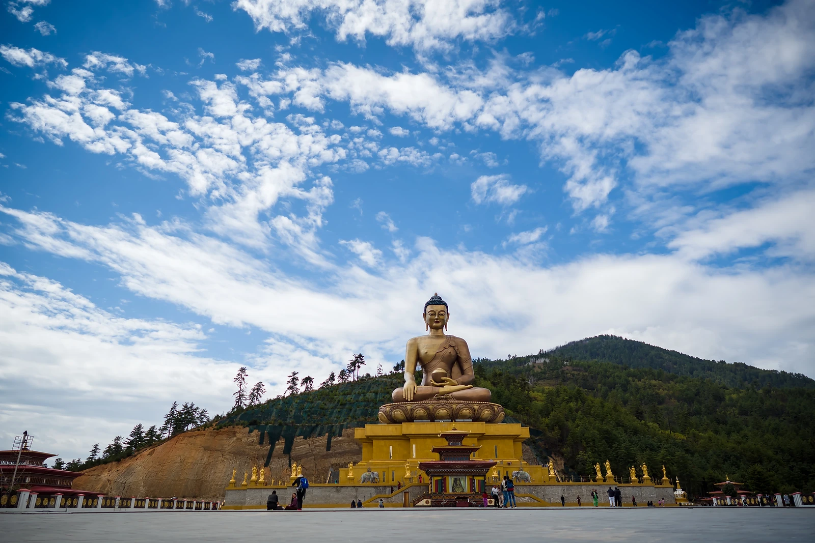 The golden Buddha Dordenma statue above the Thimphu valley