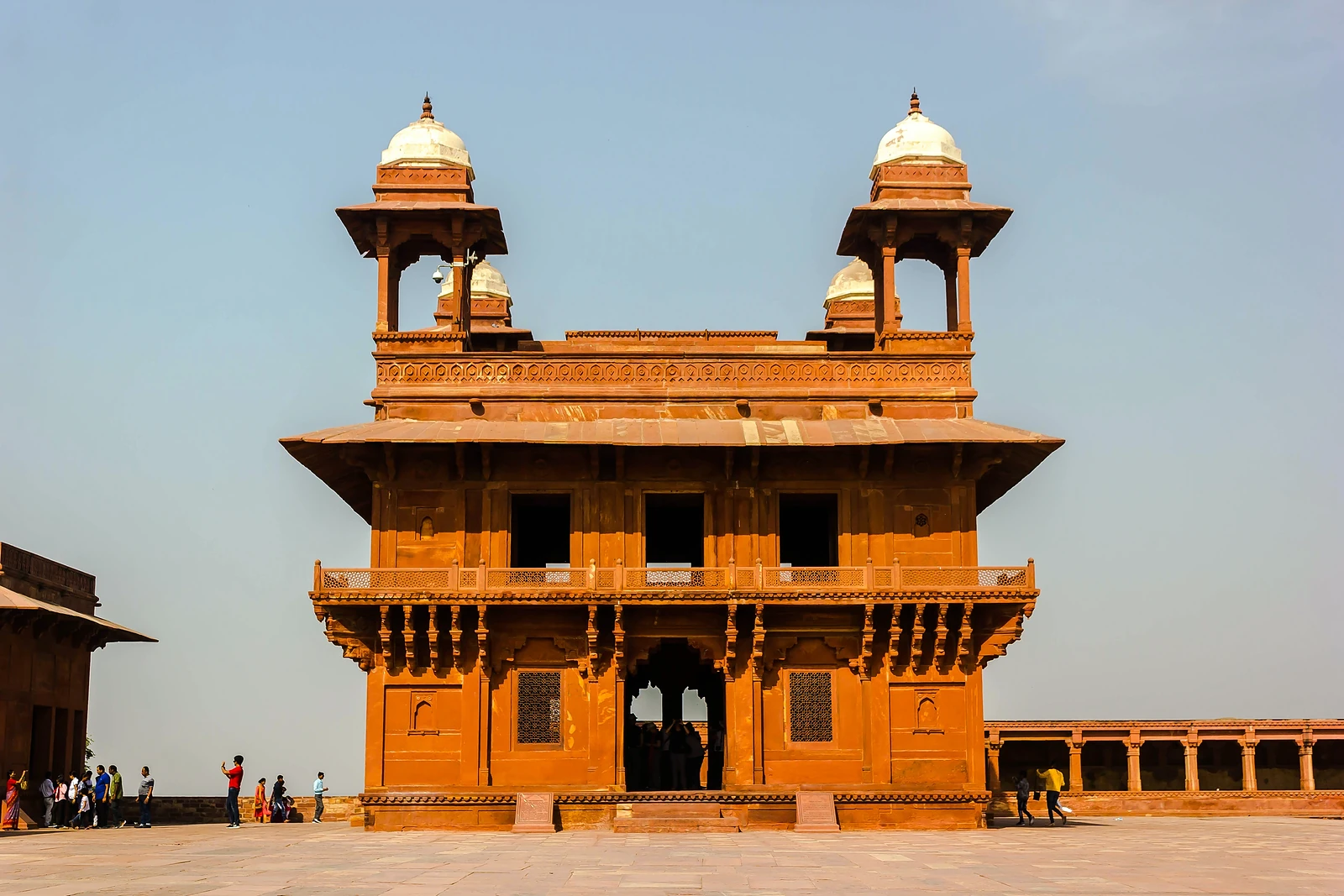 The red sandstone palace courtyards of Fatehpur Sikri, near Agra