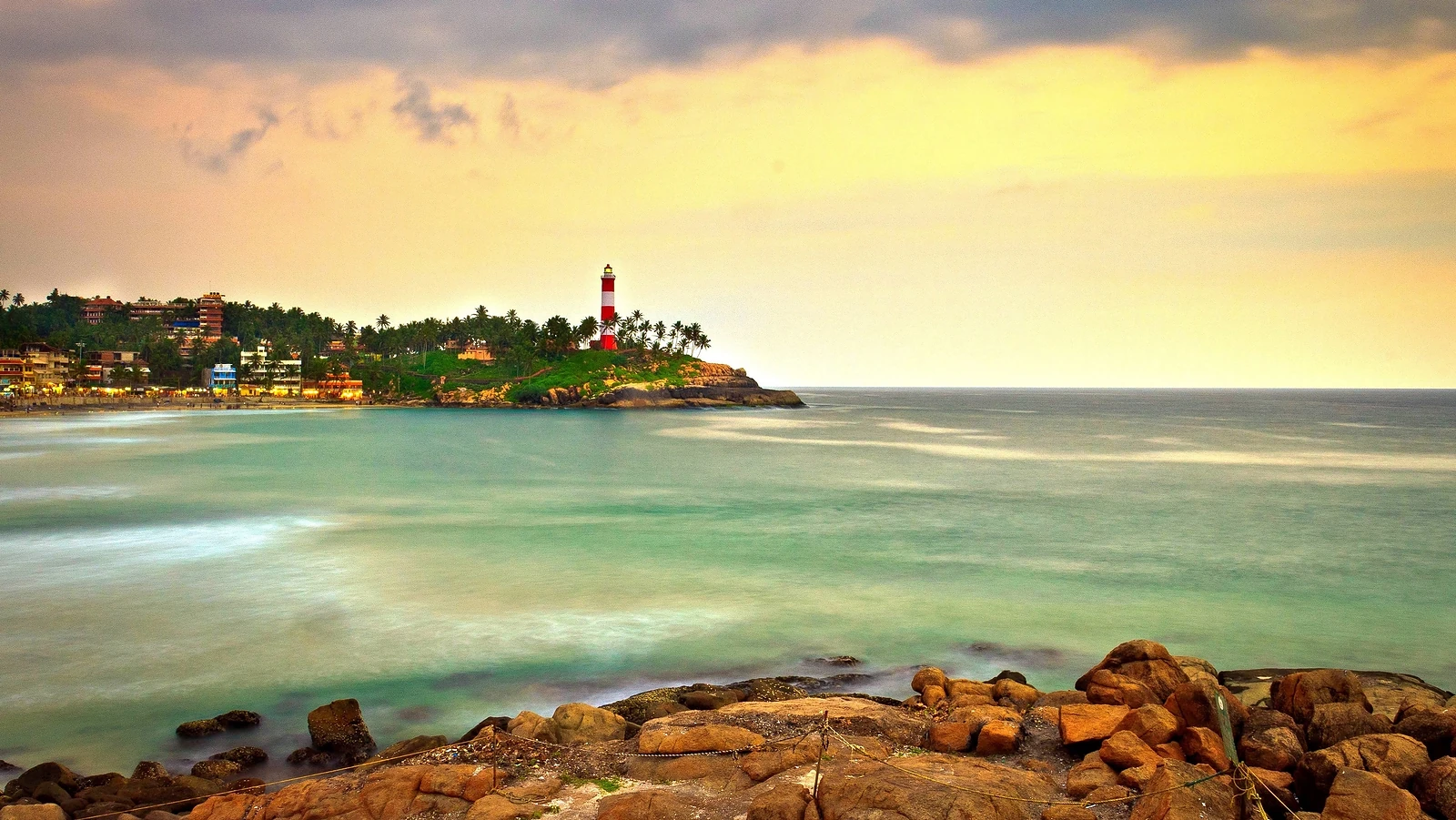 The lighthouse and coast at Kovalam, Kerala